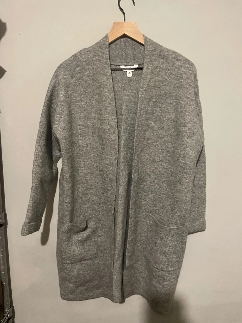 Time and true women’s medium long gray open front cardigan